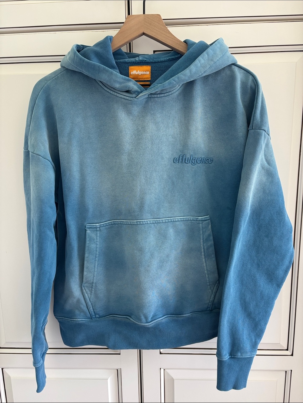 Effulgence Thick Luxury Hoodie Sweatshirt Zip Pockets Blue Beach Mens Size XS